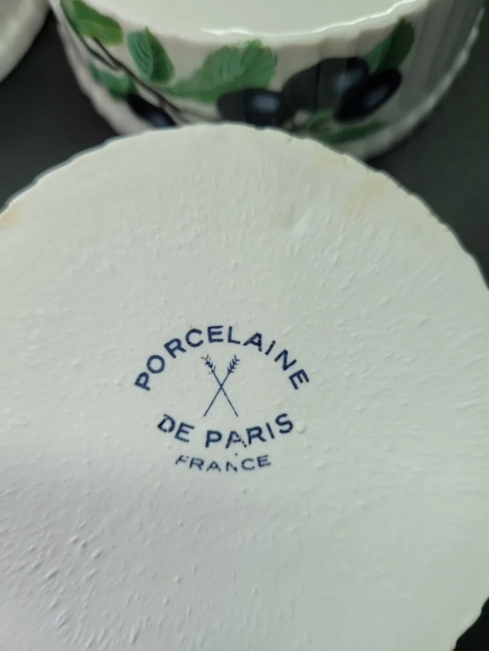 Vtg Porcelaine De Paris French Ramekins Fruit Berries Cottage‎ Garden Set Of 4